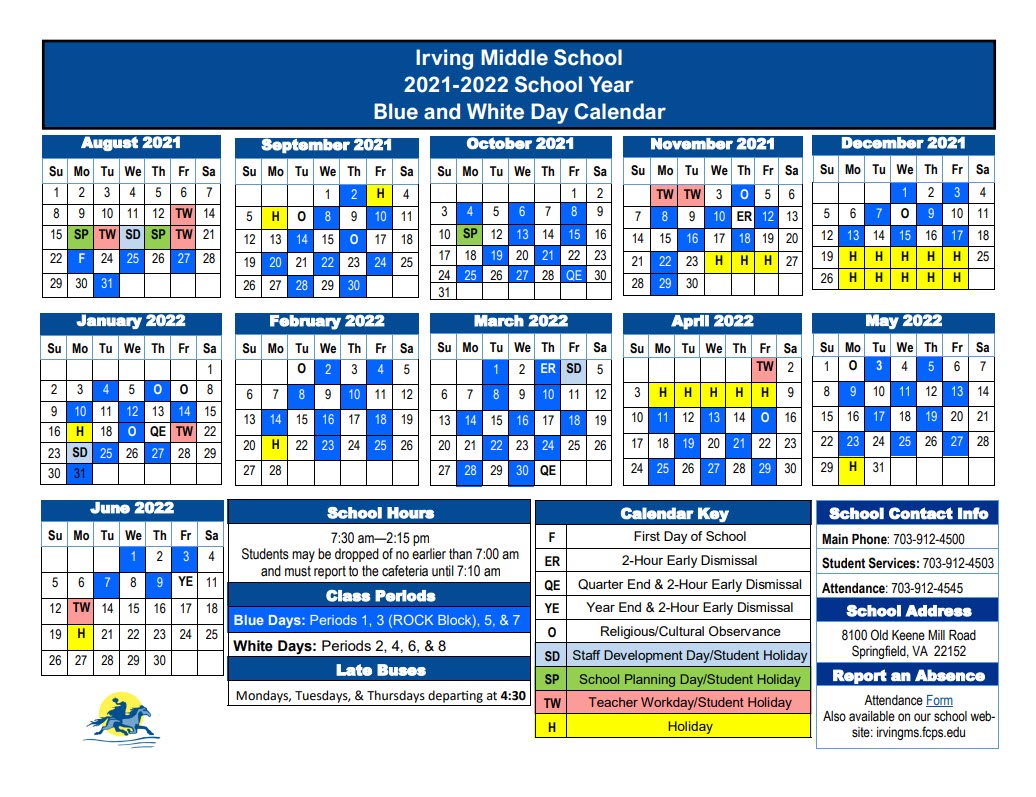 Blue and White Day Calendar